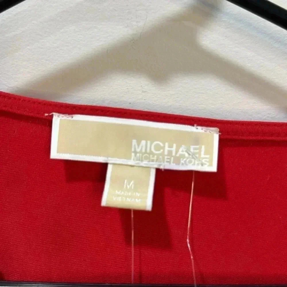 Michael Kors Gold Rhinestone V-Neck Long Sleeve Wrap Top - Size M - Picture 8 of 12